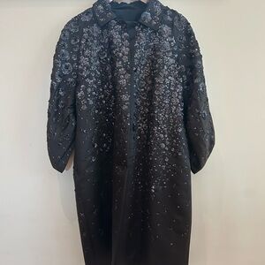 Valentino Black Floral Embellished Cape